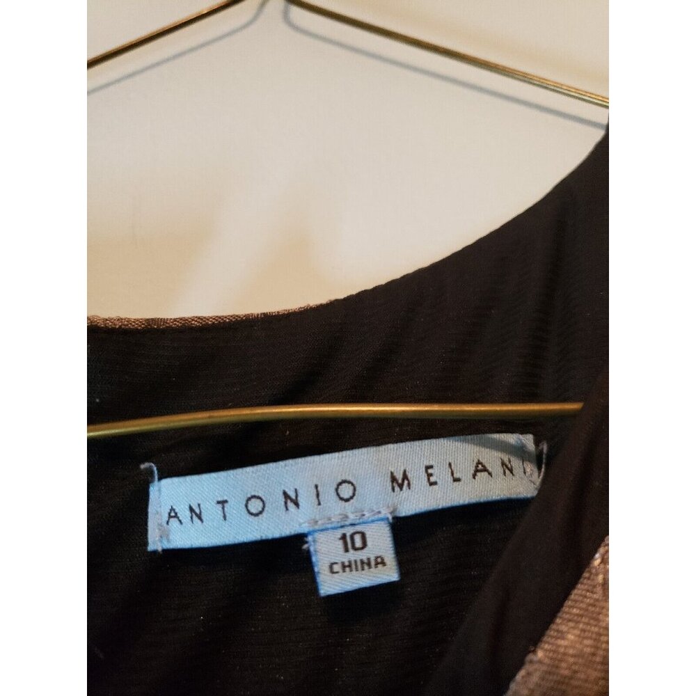 Antonio Melani Womens Sz 10 Dress Sleeveless Gold Shimmer Back Zip Pencil Style - Picture 5 of 6